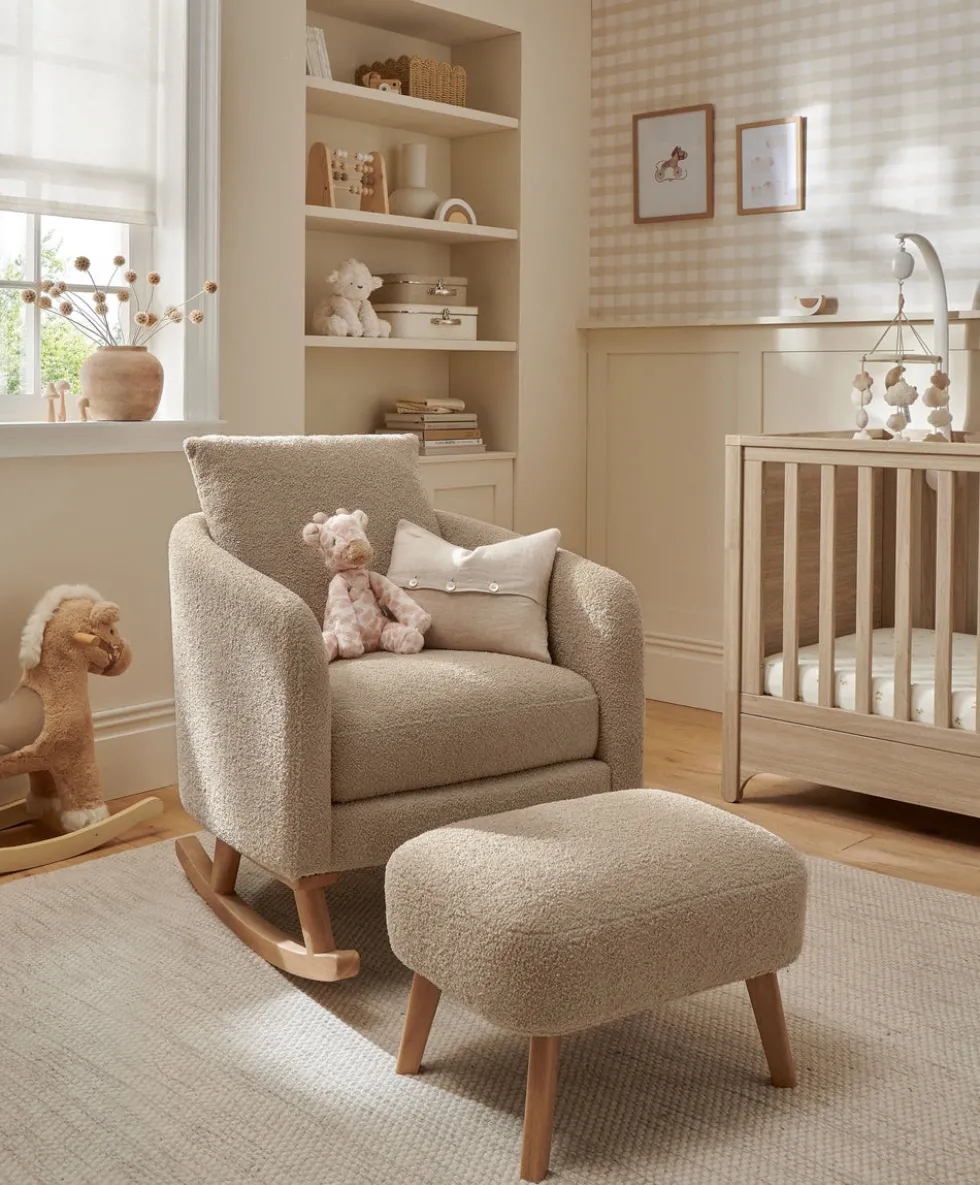 Alma Nursing Chair & Stool - Fawn Boucle
