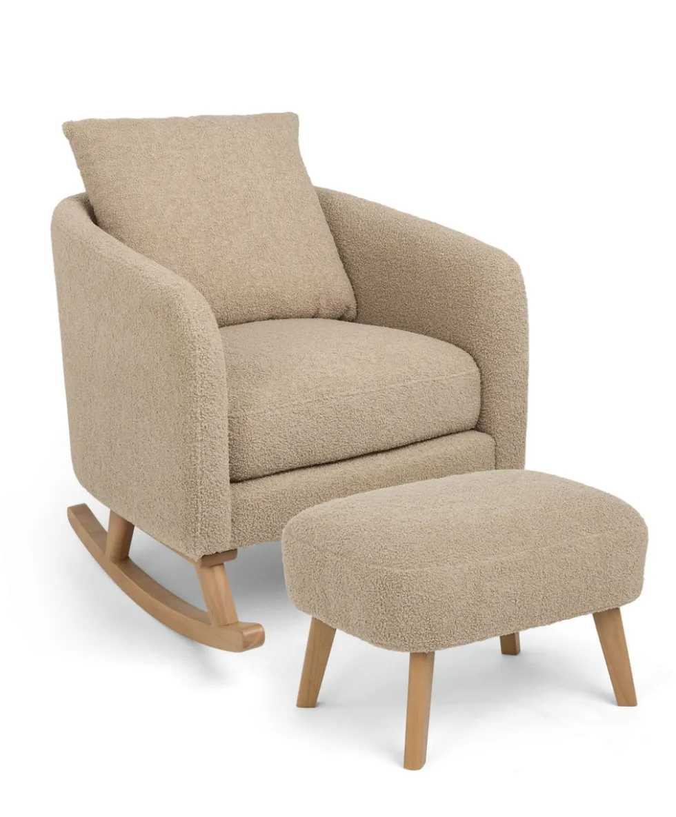 Alma Nursing Chair & Stool - Fawn Boucle