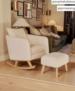 Alma Nursing Chair & Stool - Off White Boucle
