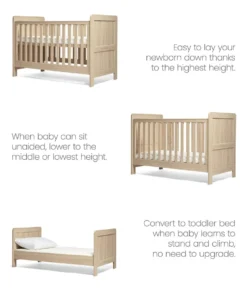 Atlas Nursery Bundle with Lua Bedside Crib (6 Piece) – Light Oak