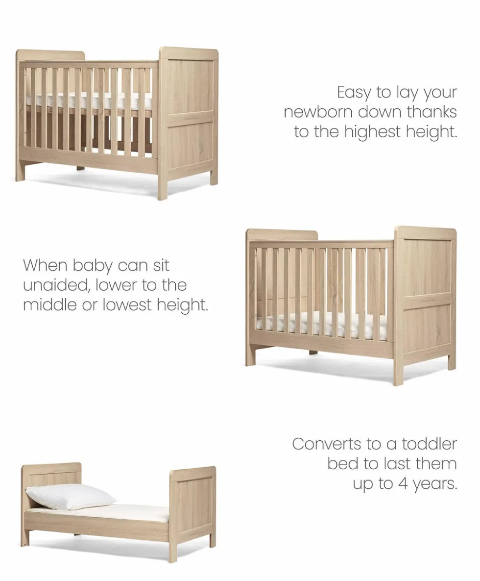 Atlas 3 Piece Small Cotbed Range with Dresser Changer & Wardrobe - Light Oak