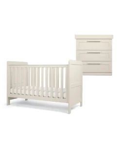 Atlas 2 Piece Small Cotbed Set with Dresser Changer - Stone