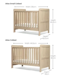 Atlas 2 Piece Small Cotbed Set with Dresser Changer - Light Oak