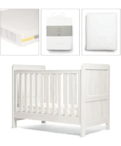 Atlas Small Cotbed Bundle with Essential Airflow Pocket Spring Mattress (4 Piece) - White