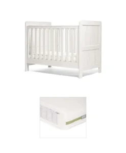 Atlas Small Cotbed Bundle with Premium Pocket Spring Small Cotbed & Cot Mattress - White