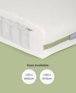 Atlas Small Cotbed Bundle with Premium Pocket Spring Small Cotbed & Cot Mattress - White