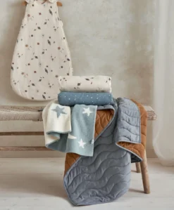 Baby Quilt (3.0 Tog) - Blue Mustard Wave