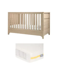 Barton Cotbed With Essential Airflow Pocket Spring Cotbed Mattress Bundle - Oak