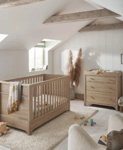 Barton 2 Piece Cotbed Set with Dresser Changer - Oak