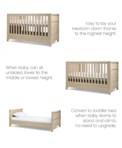 Barton 2 Piece Cotbed Set with Dresser Changer - Oak