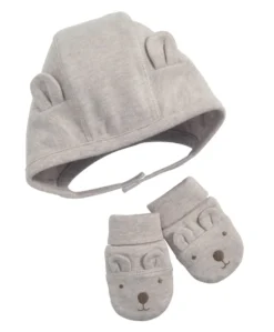 Bear Ear Hat & Mittens Set - Sand