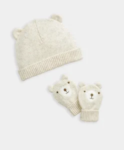 Bear Knitted Hat & Mitts Set