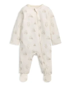 Bear Print All In One - Cream