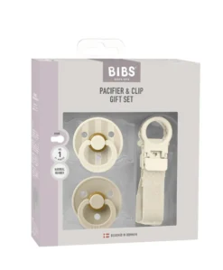 BIBS Pacifier & Loop Clip Gift Set - Vanilla