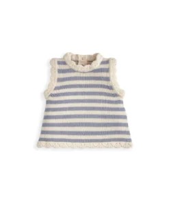 Blue Striped Knitted Top & Shorts