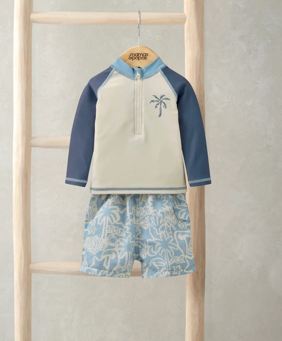 Board Shorts & Long-sleeved Top Outfit Set