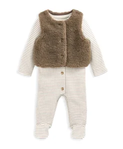 Borg Gilet & All in One Outfit Set - Sand