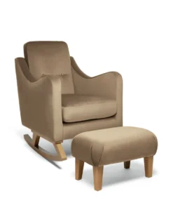 Bowdon Nursing Chair & Footstool - Mocha Velvet