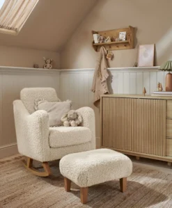 Bowdon Nursing Chair & Footstool Set - Snow Teddy