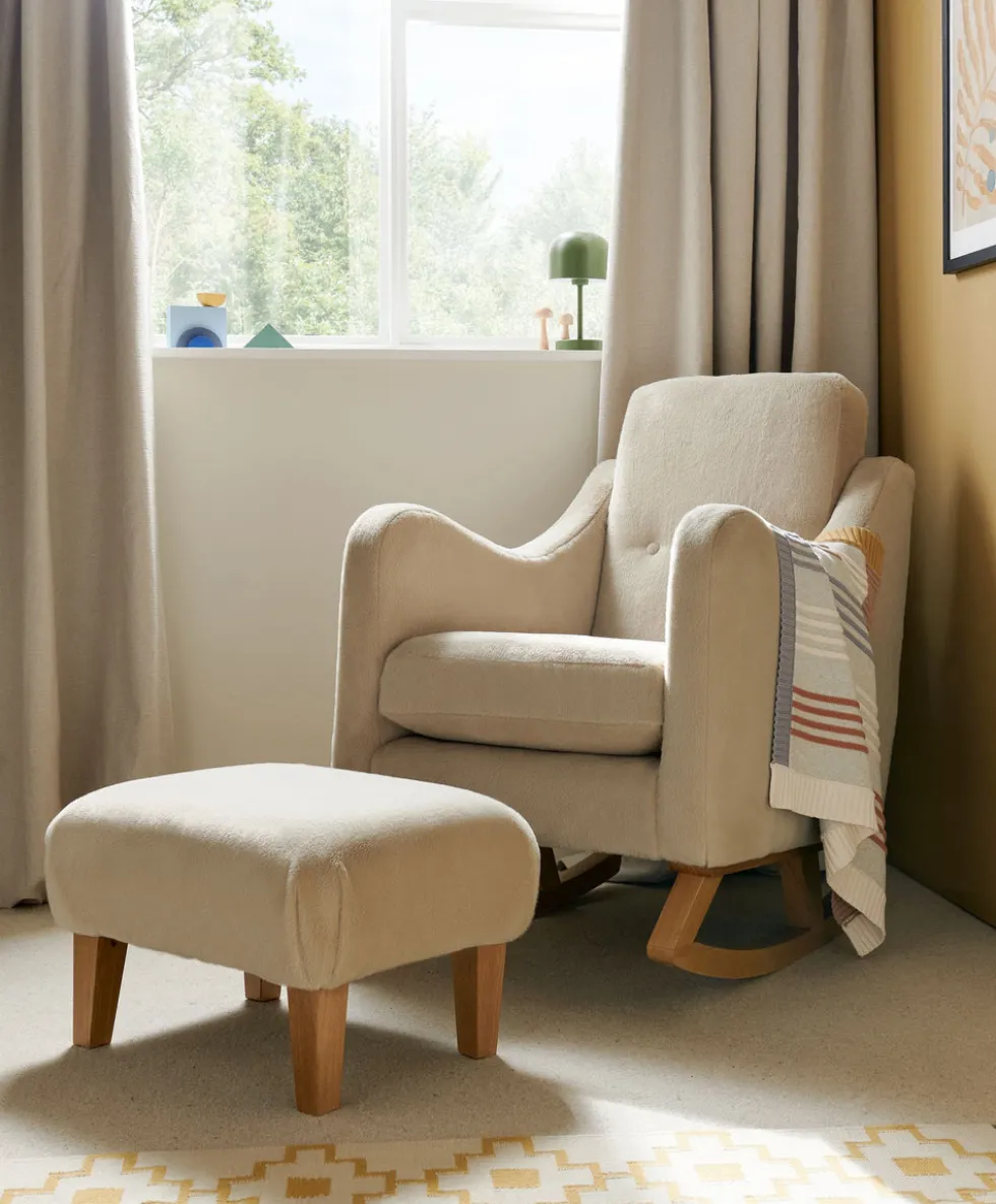 Bowdon Nursing Chair & Footstool Set - Almond Sherpa