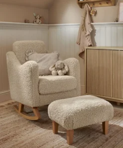 Bowdon Nursing Chair & Footstool Set - Biscuit Teddy