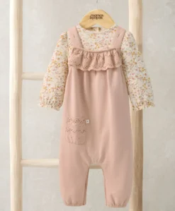 Broderie Dungarees and Bodysuit Outfit Set