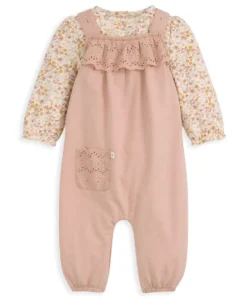 Broderie Dungarees and Bodysuit Outfit Set