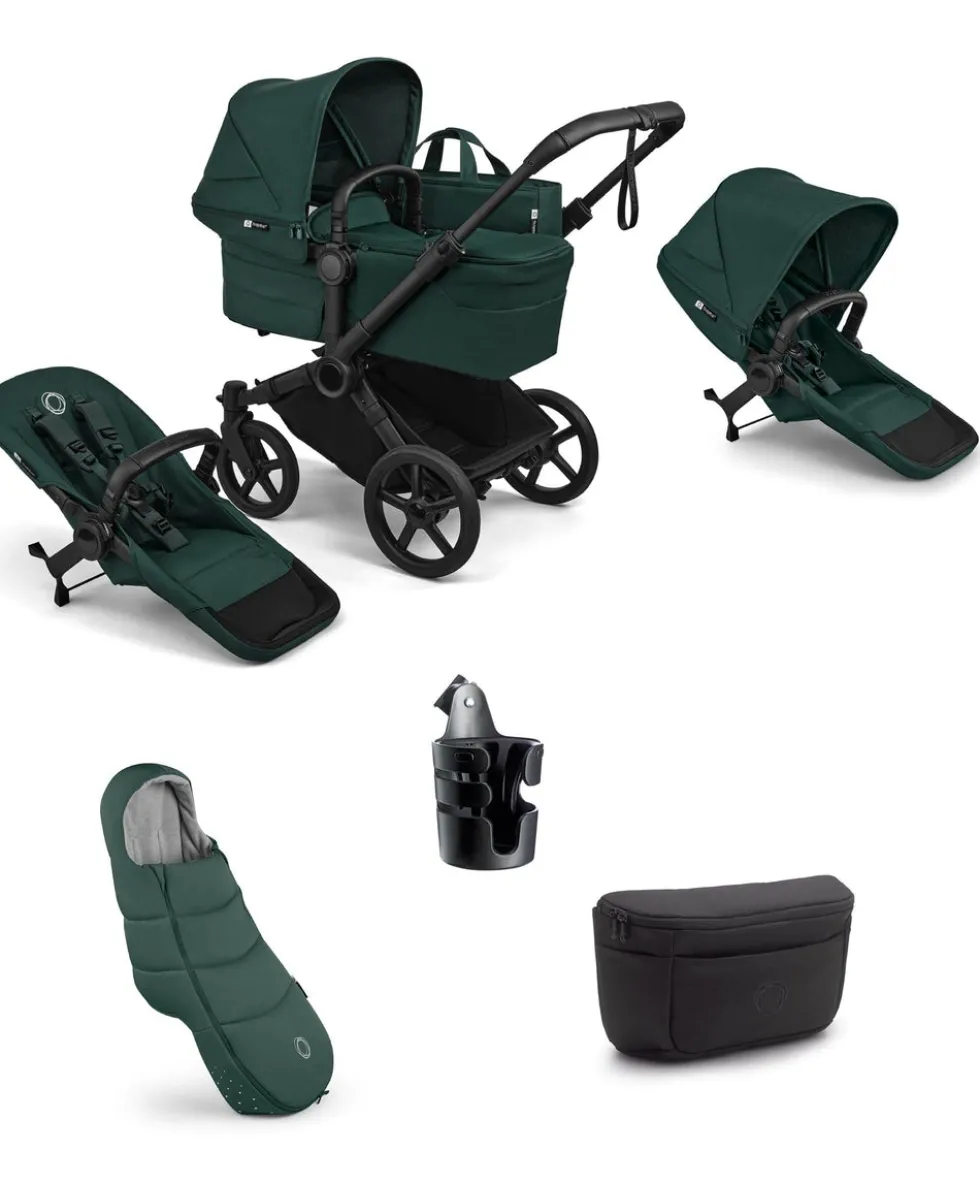 Bugaboo Donkey 6 Double Essential Pushchair Bundle (5 Pieces) - Fern Green