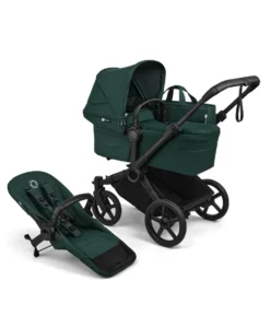 Bugaboo Donkey 6 Double Ultimate Pushchair Bundle With Cybex Cloud T i-Size Rotating Baby Car Seat & Base (8 Pieces) - Fern Green