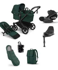 Bugaboo Donkey 6 Mono Ultimate Pushchair Bundle With Cybex Cloud T+ Car Seat & Base (7 Pieces) - Fern Green