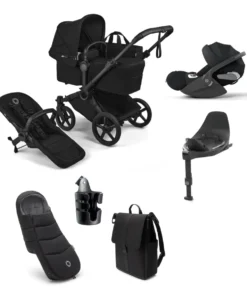 Bugaboo Donkey 6 Single Ultimate Pushchair Bundle With Cybex Cloud T+ Car Seat & Base (7 Pieces) - Heritage Black