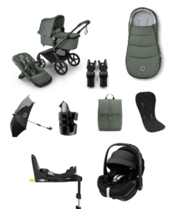 Bugaboo Fox 5 Renew Complete Pushchair Bundle With Maxi-Cosi Pebble 360 Pro Car Seat & Base (9 Pieces) – Forest Green