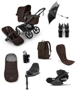 Bugaboo Fox 5 Renew Pushchair Bundle With Cybex Cloud T i-Size Rotating Baby Car Seat & Base (9 Pieces) - Cocoa Brown