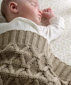 Cable Knit Blanket - Welcome to the World Seedling - Mocha