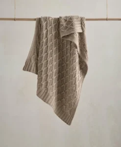 Cable Knit Blanket - Welcome to the World Seedling - Mocha