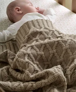 Cable Knit Blanket - Welcome to the World Seedling - Mocha
