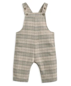 Check Dungarees & Striped Shirt Set (2 Pieces)