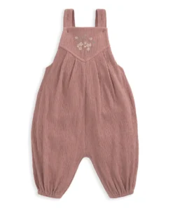 Crinkle Dungarees & Bodysuit Outfit Set - Pink