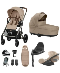 Cybex Balios Pushchair Bundle with Cybex Cloud T Car Seat (7 pieces) – Almond Beige