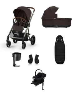 Cybex Balios S Lux Pushchair Bundle With Cybex Aton B2 i-Size Baby Car Seat & Base (7 Pieces) - Chocolate Brown