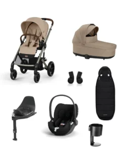 Cybex Balios S Lux Pushchair Bundle With Cybex Cloud T i-Size + Baby Car Seat & Base (7 Pieces) - Almond Beige