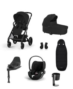 Cybex Balios S Lux Pushchair Bundle With Cybex Cloud T i-Size + Baby Car Seat & Base - Moon Black