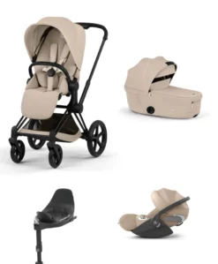 Cybex Coya Pushchair Bundle With Cybex Cloud T i-Size Plus Rotating Baby Car Seat (5 Pieces) - Cozy Beige