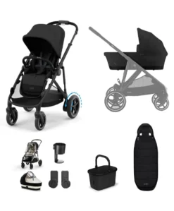 Cybex e-Gazelle S Electric Single to Double Pushchair Bundle (5 Pieces) – Black