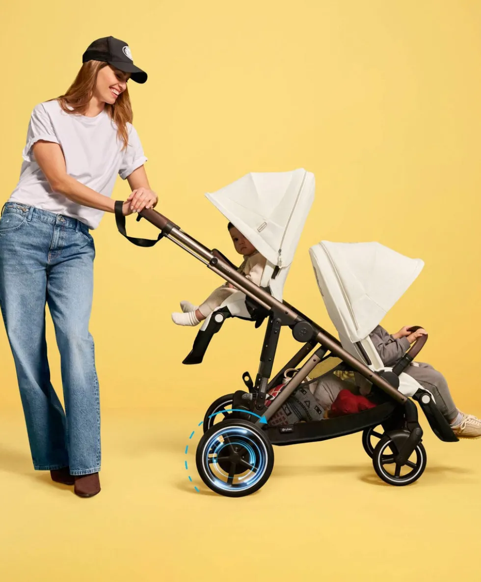 Cybex e-Gazelle S Electric Single to Double Pushchair Bundle with Cybex Aton B2 i-Size Car Seat and Base (6 Pieces) – Black