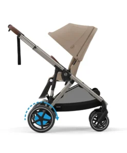 Cybex e-Gazelle S Electric Single to Double Pushchair Bundle with Cybex Cloud T+ i-Size Rotating Car Seat (7 Pieces) - Almond Beige/ Cozy Beige