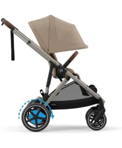 Cybex e-Gazelle S Electric Single to Double Pushchair Bundle with Cybex Cloud T+ i-Size Rotating Car Seat (7 Pieces) - Almond Beige/ Cozy Beige