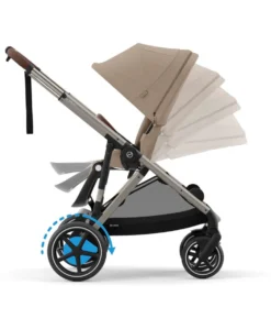 Cybex e-Gazelle S Electric Single to Double Pushchair Bundle with Cybex Cloud T+ i-Size Rotating Car Seat (7 Pieces) - Almond Beige/ Cozy Beige