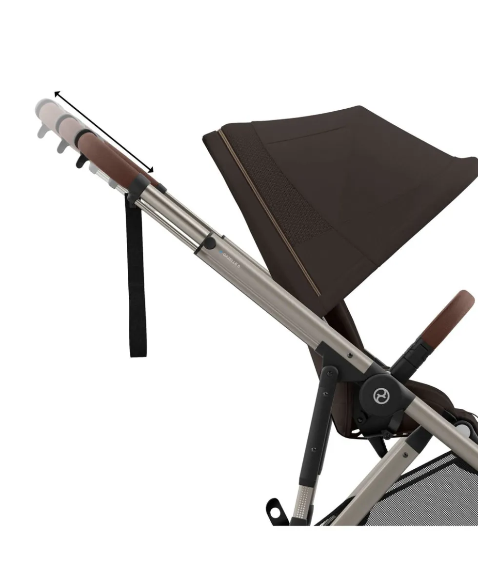 Cybex e-Gazelle S Electric Single to Double Pushchair Bundle with Cybex Cloud T i-Size Rotating Car Seat (7 Pieces) - Chocolate Brown