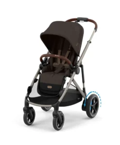 Cybex e-Gazelle S Electric Single to Double Pushchair Bundle with Cybex Cloud T i-Size Rotating Car Seat (7 Pieces) - Chocolate Brown